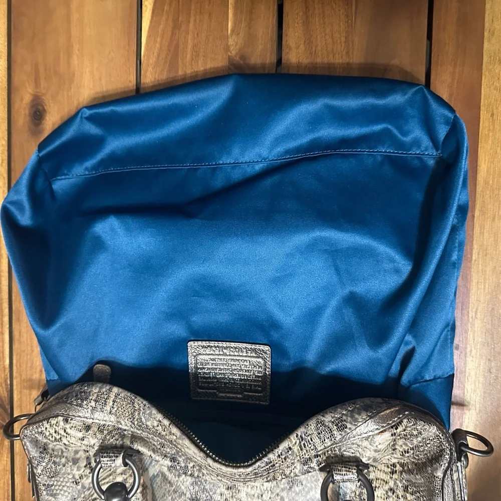 Coach Kristin Metallic Snake-Print Satchel - Taupe & Silver Accents - Picture 6 of 12